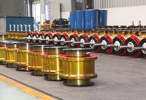 wheels of a bridge crane